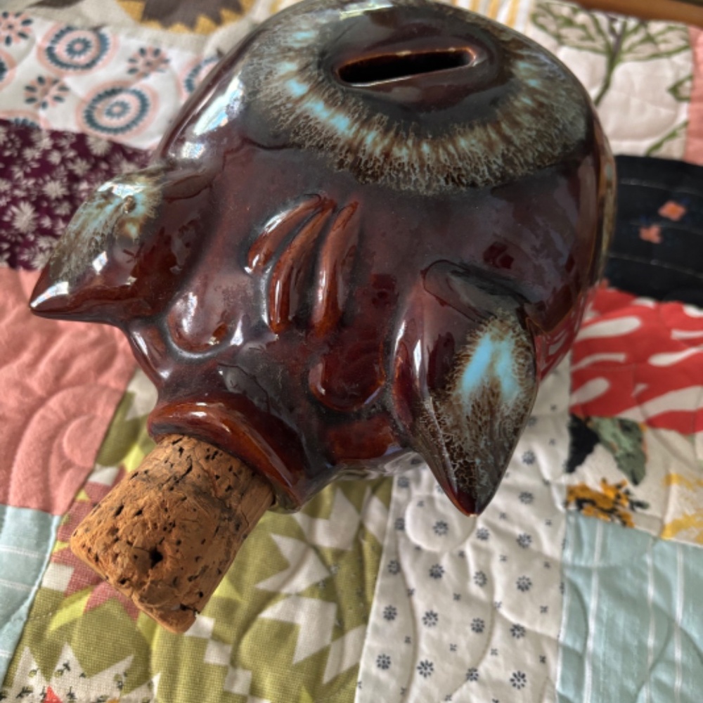 Rare 1957 Vintage HULL Corky the Pig Bank with Cork Stopper